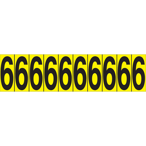 Individual Adhesive Number Markers, 6, 1-15/16" H, Black on Yellow Auto Electric Service Ltd.