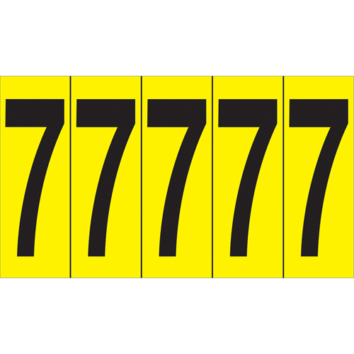 Rep&egrave;res adh&eacute;sifs &agrave; chiffres individuels, 7, 3-7/8" h, Noir sur jaune Auto Electric Service Ltd.