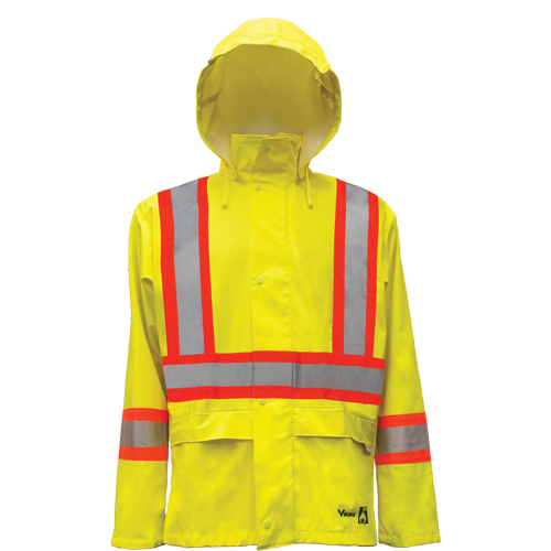 Hi-Vis FR/PU Safety Rain Jackets, Small, High Visibility Lime-Yellow Auto Electric Service Ltd.