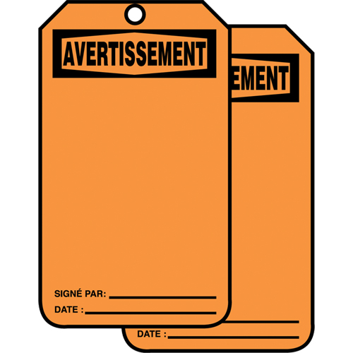 Safety Tags, Cardstock, 3-1/8" W x 5-7/8" H, French Auto Electric Service Ltd.