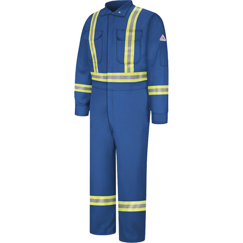 Combinaisons de qualit&eacute; sup&eacute;rieure r&eacute;sistantes aux flammes avec bandes r&eacute;fl&eacute;chissantes, Taille 38, Bleu royal, 12,2 cal/cm² Auto Electric Service Ltd.
