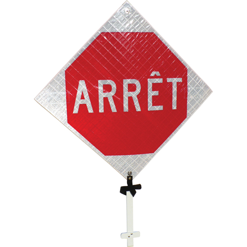 "Arr&ecirc;t" Pole Sign, 24" x 24", Aluminum, French Auto Electric Service Ltd.