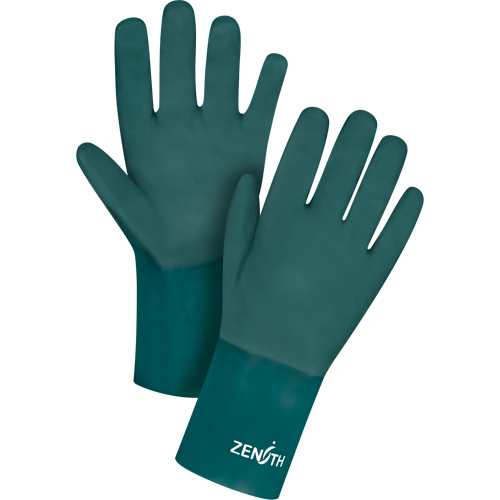Double Dipped Green Gloves, 12" L, PVC, Cotton Jersey Inner Lining, 70-mil Auto Electric Service Ltd.