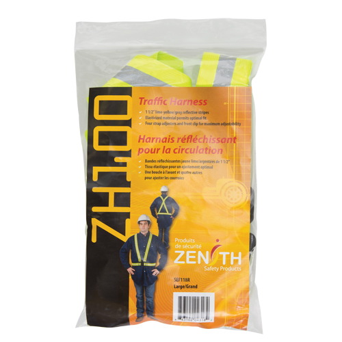 Standard-Duty Safety Harness, High Visibility Lime-Yellow, Silver Reflective Colour, Large Auto Electric Service Ltd.