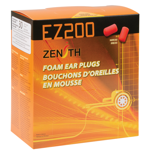 Bouchons d'oreilles en mousse de polyur&eacute;thane EZ200, Vrac - Boîte, Avec cordon Auto Electric Service Ltd.