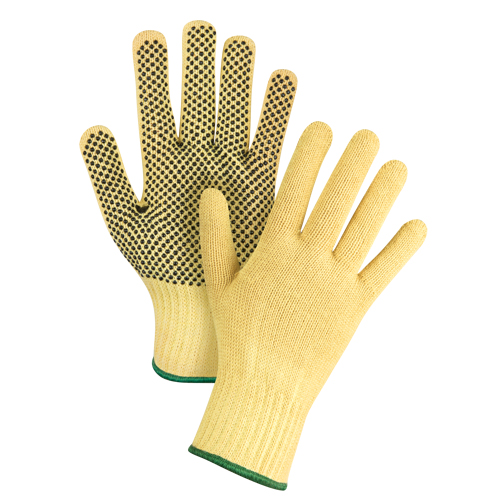 Gants tricot&eacute;s sans couture &agrave; pois, Taille Moyen/8, Calibre 7, Rev&ecirc;tement PVC, Enveloppe en Kevlar, ASTM ANSI niveau A2/EN 388 niveau 3 Auto Electric Service Ltd.