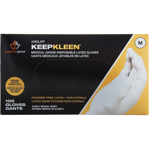 Gants jetables de calibre examen m&eacute;dical KeepKleen, Grand, Latex, 5 mils, Sans poudre, Blanc, Classe 2 Auto Electric Service Ltd.