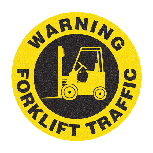 "Warning Forklift Traffic" Floor Sign, Adhesive, English with Pictogram Auto Electric Service Ltd.