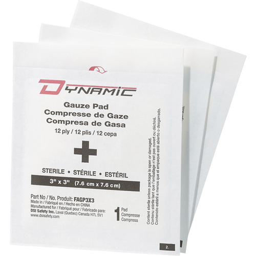 Gaze Dynamic, Tampon, 3" lo x 3" la, St&eacute;rile, Dispositif m&eacute;dical Classe 1 Auto Electric Service Ltd.