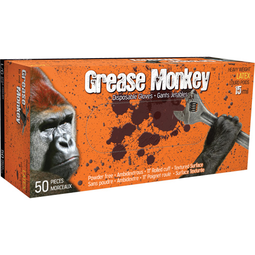 Grease Monkey&reg; Gloves, Medium, Latex, 15-mil, Powder-Free, Blue Auto Electric Service Ltd.