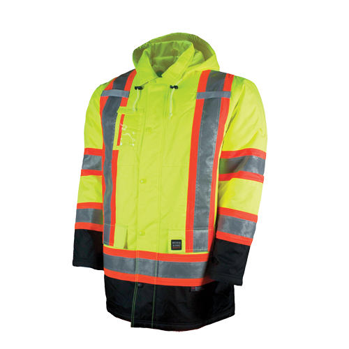 Lined Safety Parka, High Visibility Lime-Yellow, Large Auto Electric Service Ltd.