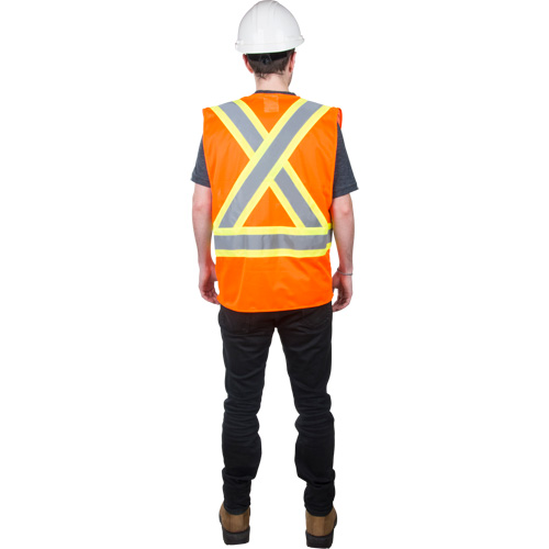 Traffic Safety Vest, High Visibility Orange, Medium, Polyester Auto Electric Service Ltd.