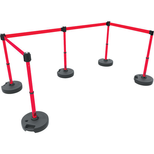 Ensemble de cinq montants pour barri&egrave;re PLUS, Plastique, 42" h, Ruban Rouge, Longueur du ruban 15' Auto Electric Service Ltd.