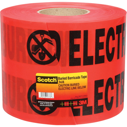 Scotch&reg; Buried Barricade Tape, English, 6" W x 1000' L, 4 mils, Black on Red Auto Electric Service Ltd.