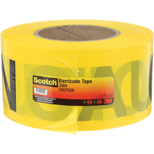 Ruban pour barri&egrave;res pour services publics souterrains Scotch, Anglais, 3" la x 1000' lo, 2 mils, Noir sur jaune Auto Electric Service Ltd.