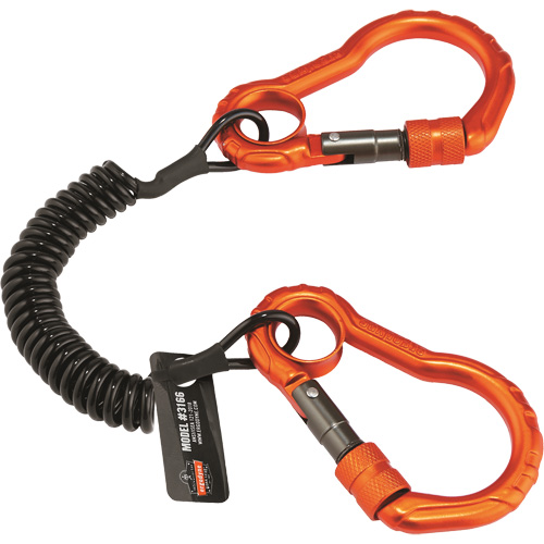Squids&reg; 3166 Tool Lanyard, Coil, Dual Carabiner Auto Electric Service Ltd.