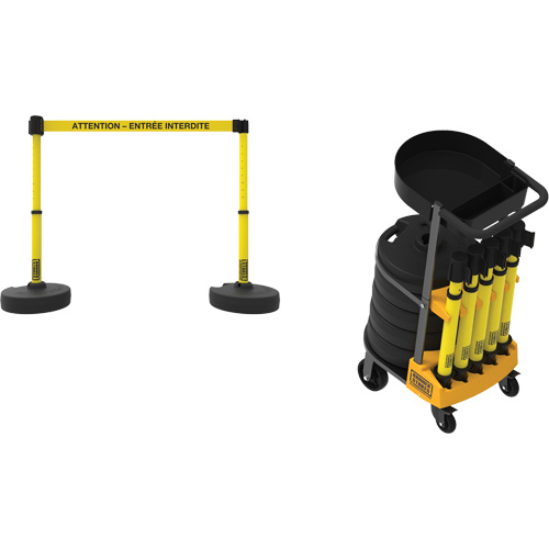 Plus Portable Barrier System Cart Package with Tray, 75' L, Metal/Plastic, Yellow Auto Electric Service Ltd.