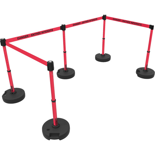Ensemble de montants pour barri&egrave;re Plus, Plastique, 42" h, Ruban Rouge, Longueur du ruban 15' Auto Electric Service Ltd.