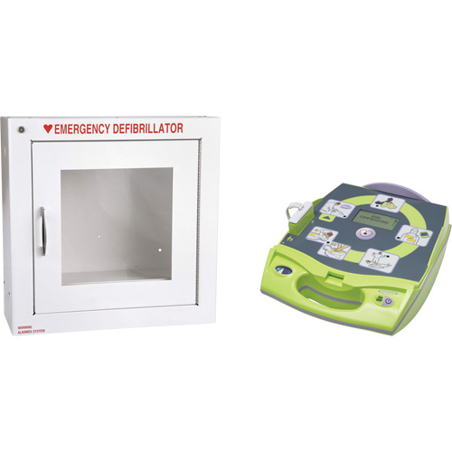 D&eacute;fibrillateur enti&egrave;rement automatis&eacute; AED Plus en anglais avec armoire murale munie d'une alarme, Automatique, Anglais, Classe 4 Auto Electric Service Ltd.