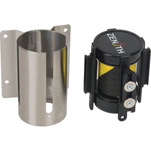Wall Mount Barrier with Magnetic Tape, Steel, Screw Mount, 7', Black and Yellow Tape Auto Electric Service Ltd.