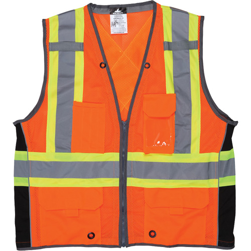 Veste de s&eacute;curit&eacute; pour arpenteur, Orange haute visibilit&eacute;, Grand, Polyester Auto Electric Service Ltd.