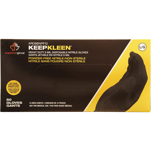 KeepKleen&reg; Disposable Gloves, Medium, Nitrile, 8-mil, Powder-Free, Black Auto Electric Service Ltd.