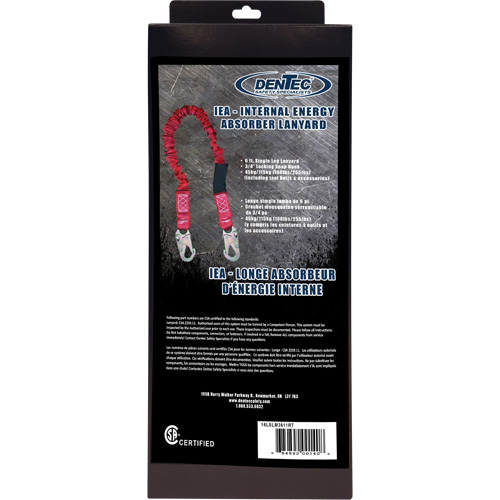 ShockSorb Internal Shock Lanyard, 6', Snap Hook Center, Snap Hook Leg Ends, Polyester Auto Electric Service Ltd.