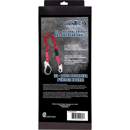 ShockSorb Internal Shock Lanyard, 6', Snap Hook Center, Snap Hook Leg Ends, Polyester Auto Electric Service Ltd.