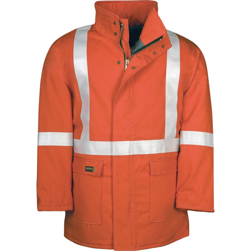 Parka dhiver &agrave; doublure matelass&eacute;e AllOut Westex UltraSoft avec bandes r&eacute;fl&eacute;chissantes, Moyen (grande taille), Orange haute visibilit&eacute;, 46 cal/cm² Auto Electric Service Ltd.