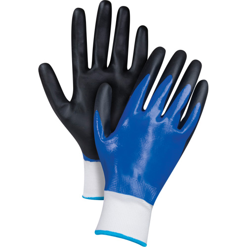 Gants enduits noir & bleu, Petit, R&ecirc;vetement Mousse de nitrile, Calibre 15, Enveloppe en Nylon Auto Electric Service Ltd.