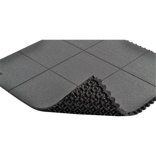 Tapis antifatigue &agrave; imbrication Cushion-Ease, Rugueux, 3' x 3' x 3/4", Noir, Caoutchouc naturel Auto Electric Service Ltd.