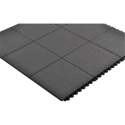 Tapis antifatigue &agrave; imbrication Cushion-Ease, Rugueux, 3' x 3' x 3/4", Noir, Caoutchouc naturel Auto Electric Service Ltd.