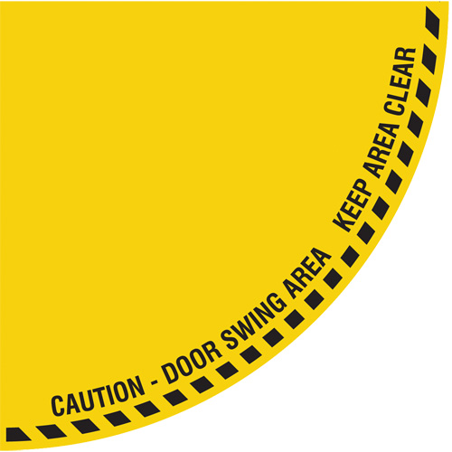 Signalisation au sol ?Caution? (attention) pour porte battante en quart de cercle, Adh&eacute;sif, Anglais avec pictogramme Auto Electric Service Ltd.