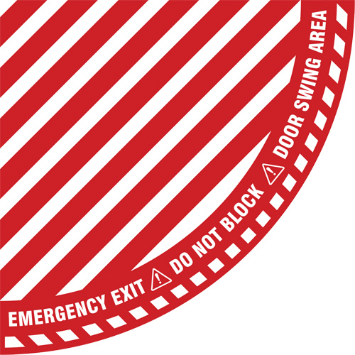 "Emergency Exit" Quarter Circle Swing Door Floor Sign, Adhesive, English with Pictogram Auto Electric Service Ltd.