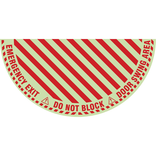 "Emergency Exit" Half Circle Swing Door Floor Sign, Adhesive, English with Pictogram Auto Electric Service Ltd.