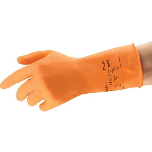 AlphaTec&reg; 87-320 Chemical-Resistant Gloves, Size 7.5, 11.8" L, Rubber Latex, Cotton/Flock-Lined Inner Lining, 17-mil Auto Electric Service Ltd.
