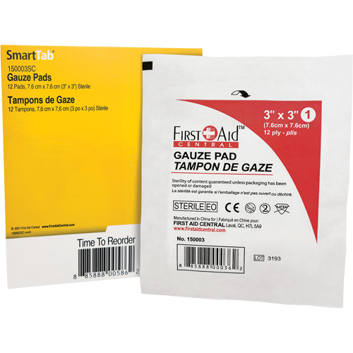 Recharge de gaze SmartCompliance, Tampon, 3" lo x 3" la, St&eacute;rile, Dispositif m&eacute;dical Classe 1 Auto Electric Service Ltd.