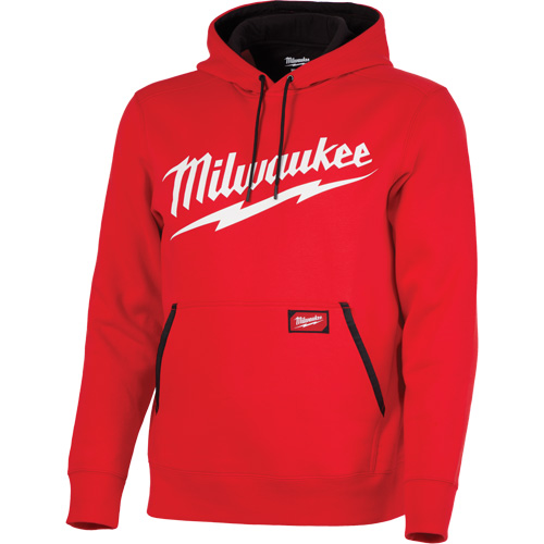 Chandail &agrave; capuchon de poids moyen avec logo Milwaukee, Hommes, Petit, Rouge Auto Electric Service Ltd.