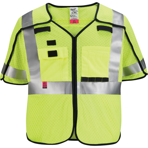 Gilet de s&eacute;curit&eacute; &agrave; maille d&eacute;tachable, Noir/Jaune lime haute visibilit&eacute;, Moyen/Petit Auto Electric Service Ltd.