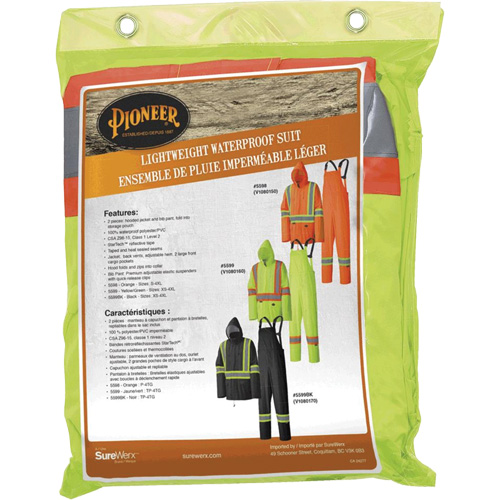 5599 Combinaison de pluie imperm&eacute;able et l&eacute;g&egrave;re, Polyester/PVC, T-petit, Jaune lime haute visibilit&eacute; Auto Electric Service Ltd.