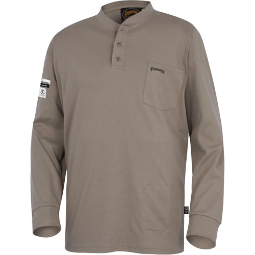 331 Chandail Henley en tricot interlock ignifuge, Petit, Beige Auto Electric Service Ltd.