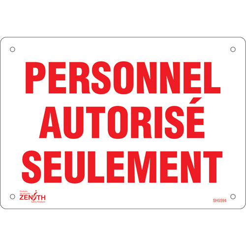 "Personnel autoris&eacute; seulement" Sign, 7" x 10", Plastic, French Auto Electric Service Ltd.