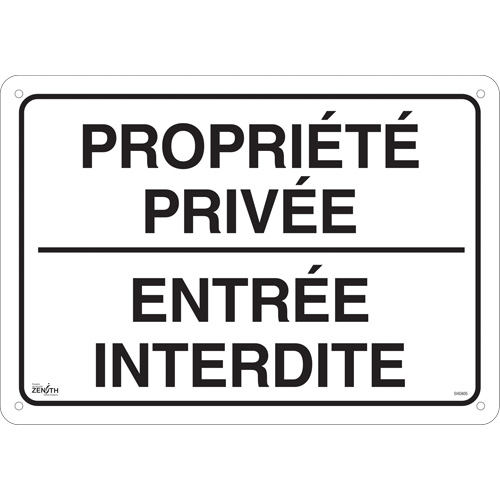 "Propri&eacute;t&eacute; priv&eacute;e" Sign, 14" x 20", Aluminum, French Auto Electric Service Ltd.