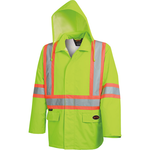 5628 Manteau de s&eacute;curit&eacute; imperm&eacute;able The Rock, Polyester/Polyur&eacute;thane, Jaune lime haute visibilit&eacute;, Petit Auto Electric Service Ltd.