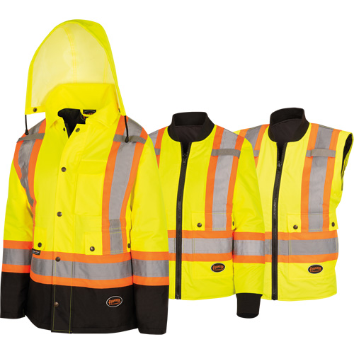 5021BBW Women's  7-in-1 Waterproof Jacket with Hood, Polyester/Polyurethane, High Visibility Lime-Yellow, X-Small Auto Electric Service Ltd.