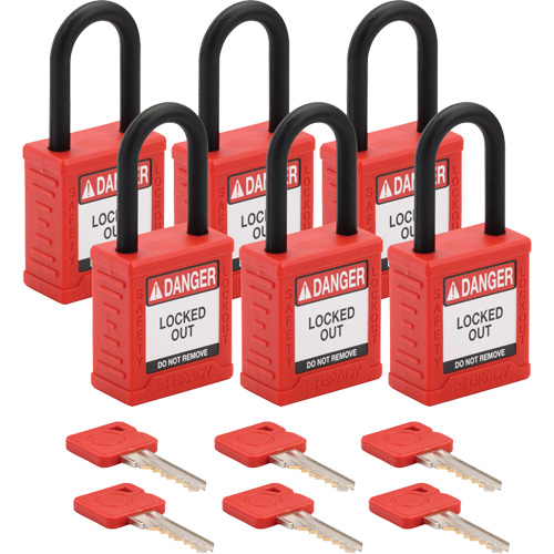 Velocity Lockout Padlocks, Red, Keyed Alike, Nylon, 1-1/2" Width Auto Electric Service Ltd.
