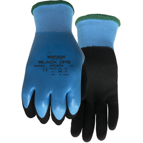 Stealth Black Ops Water-Resistant Gloves, Size Small, 15 Gauge, Rubber Latex Coated, Glass Fibre/Polyester Shell, ASTM ANSI Level A4 Auto Electric Service Ltd.