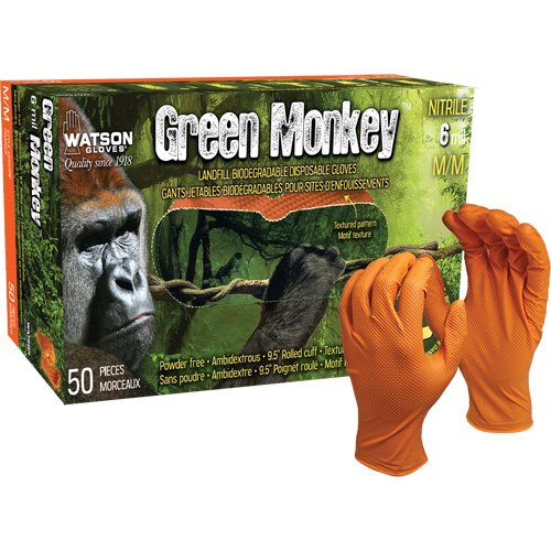 Green Monkey Disposable Gloves, Small, Nitrile, 6-mil, Powder-Free, Orange Auto Electric Service Ltd.