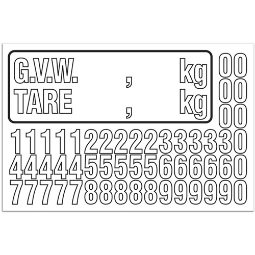 G.V.W. Truck Number Kit, Assorted Numbers/Letters/Punctuation, White Auto Electric Service Ltd.