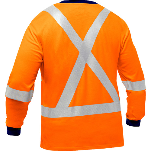 Chemise &agrave; manches longues et X au dos Bisley, Poly-coton, Petit, Orange haute visibilit&eacute; Auto Electric Service Ltd.